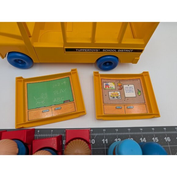 Tupperware Tuppertoys Yellow School Bus Convertible Classroom 1987 13 People - Picture 8 of 12